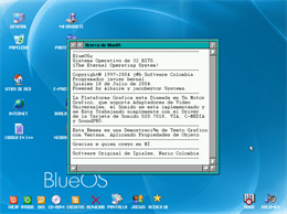 Acerca de BlueOS® en un menu de ventanas para GUI