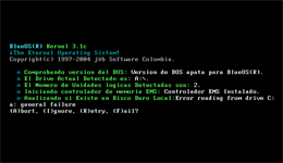 Particion de HDD para BlueOS®, error de acceso a HDD.