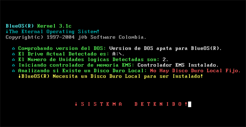 Sistema detenido en instalacion de BlueOS®